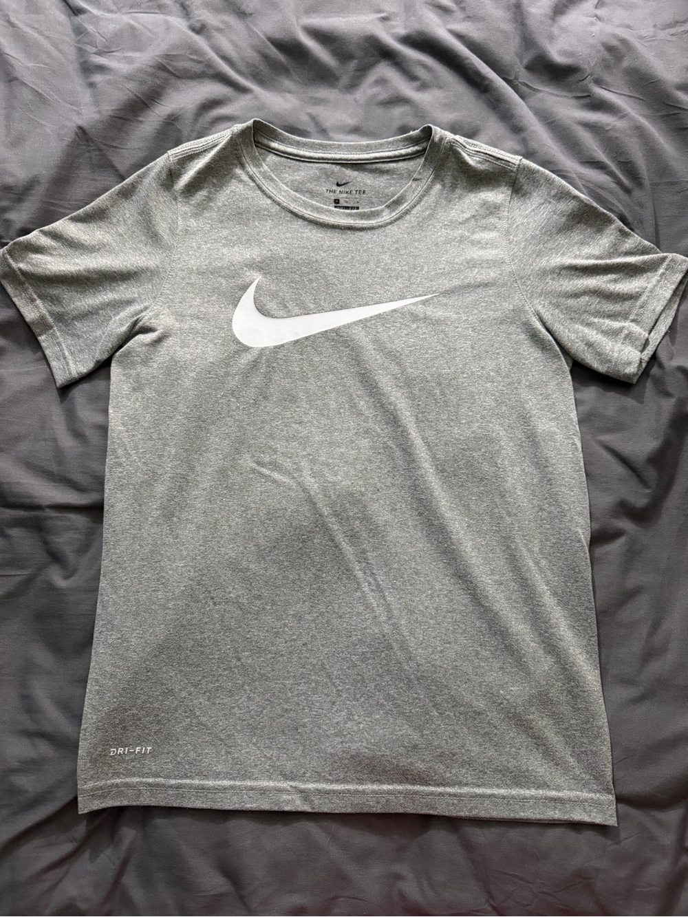 Nike Grey Dri-FIT Short Sleeve Tee with White Swoosh